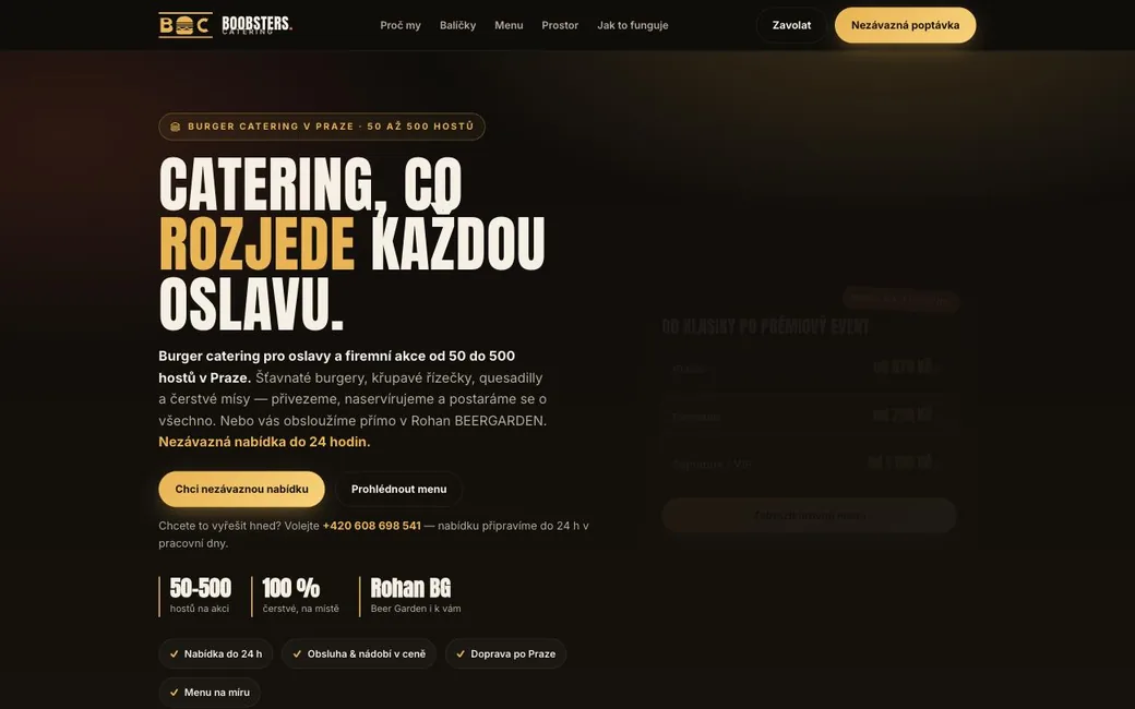 Boobsters catering — web na míru